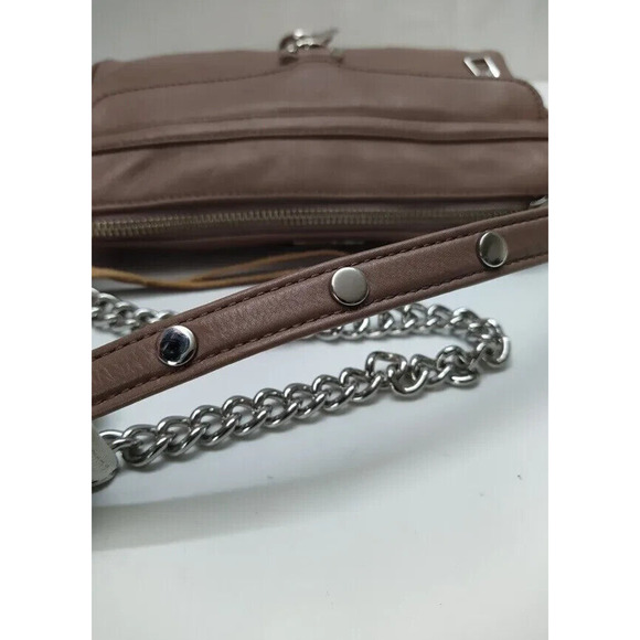 Rebecca Minkoff Mini M.A.C Brown Leather Chain Strap Zipper Crossbody Bag - Picture 5 of 13
